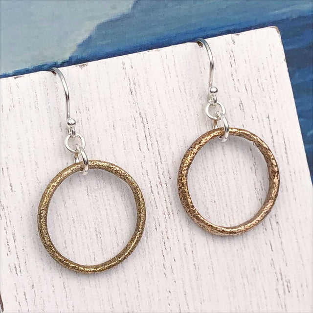 Burnished Warm Red Golden Bronze Celtic Ring Money Earrings