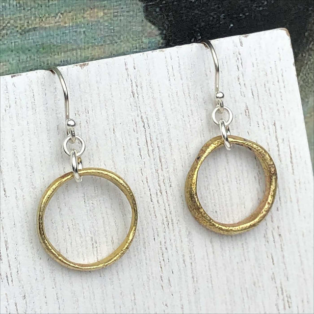 Lightest Golden Bronze Celtic Ring Money Earrings