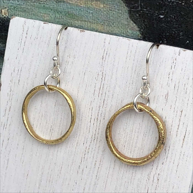 Lightest Golden Bronze Celtic Ring Money Earrings