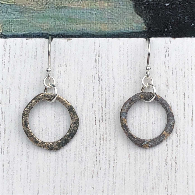 Gray to Golden Bronze Celtic Ring Money Earrings