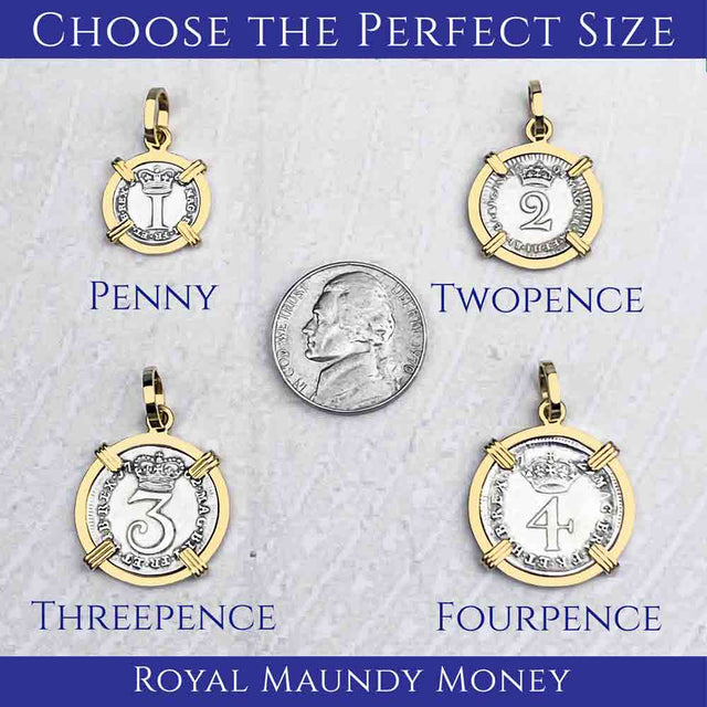 British Royal Maundy Silver 1838 Queen Victoria Twopence 14K Gold Pendant | Artifact #6935