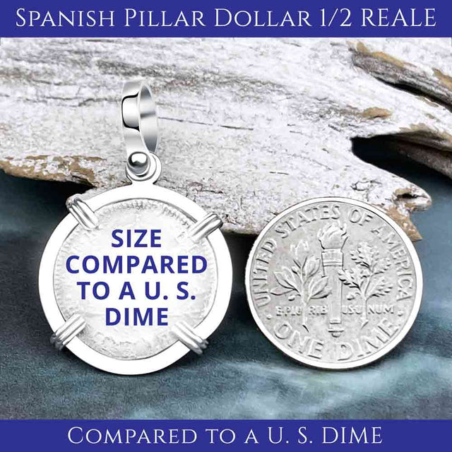 Pirate Era 1739 Spanish 1/2 Reale Piece of Eight Pillar Dollar Style Pendant in 14K Gold | Artifact #3915