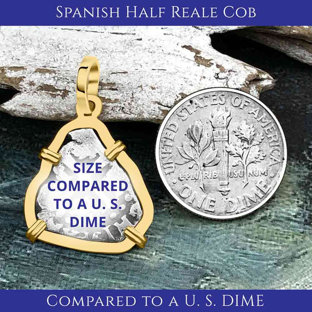 Dated 1694 Pirate Era Spanish 1/2 Reale Cob Piece of Eight Sterling Silver Pendant | Artifact #4714