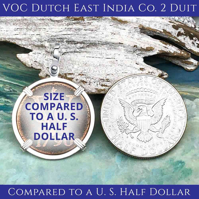 VOC - Dutch East India Company Shipwreck 1790 LARGE 2 Duit Sterling Silver Pendant | Artifact #4251