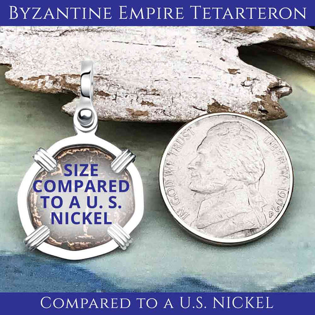 Byzantine Bronze Tetarteron Coin Circa 1143 - Cross of Christ – Sterling Silver Pendant | Artifact #3746