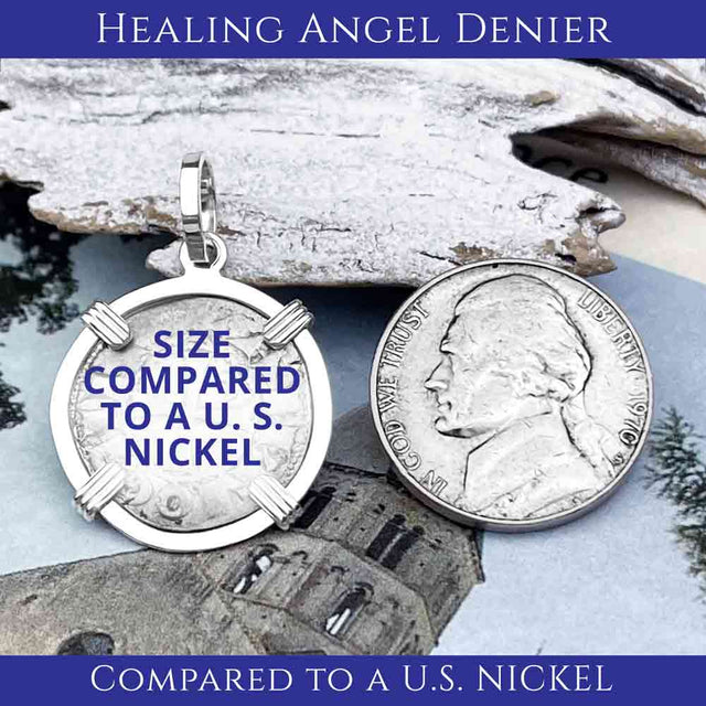 Templar Knights Era French Healing Angel Silver Denier Sterling Silver Pendant | Artifact #5828