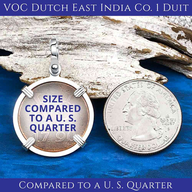 VOC - Dutch East India Company Shipwreck - I Struggle and Survive - 1748 1 Duit Sterling Silver Pendant | Artifact #4242