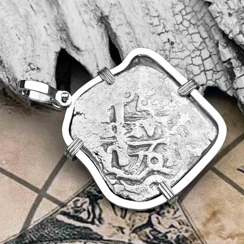 1761 Spanish 4 Reale Pirate &quot;Piece of Eight&quot; Sterling Silver Pendant
