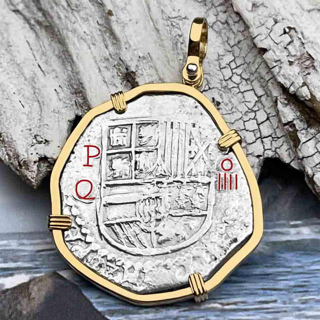 Mel Fisher's Atocha Grade 1, 4 Reale Shipwreck Coin 14K Gold Pendant