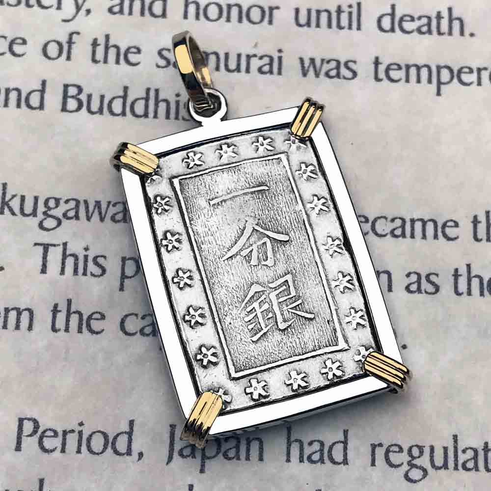 The Coins of the Last Samurai & Shogunate Ichibu-Gin Necklace in 14K Gold & Sterling Silver