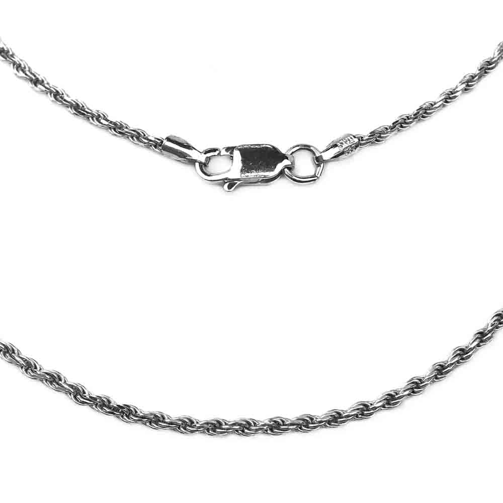 1.7 mm Antiqued Sterling Silver Rope Chain