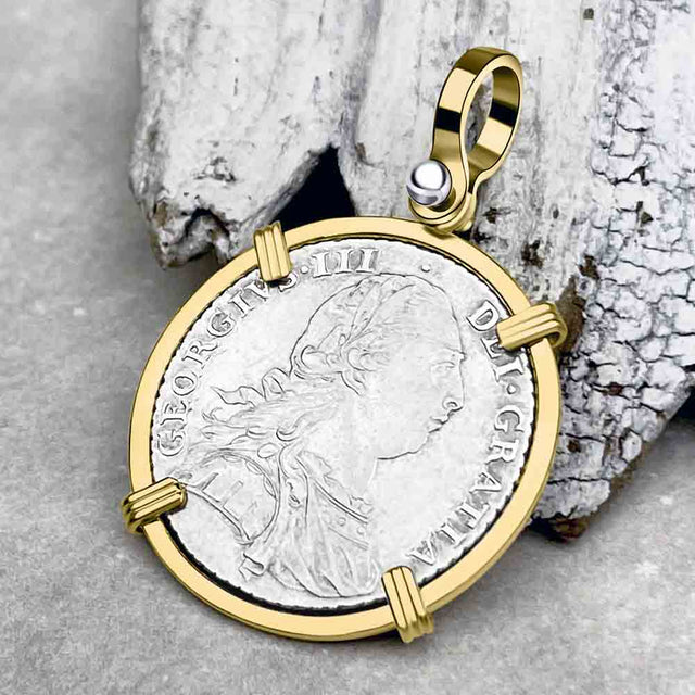 Pirates of the Caribbean Virtually Uncirculated Great Britain 1787 Shilling 14K Gold Pendant