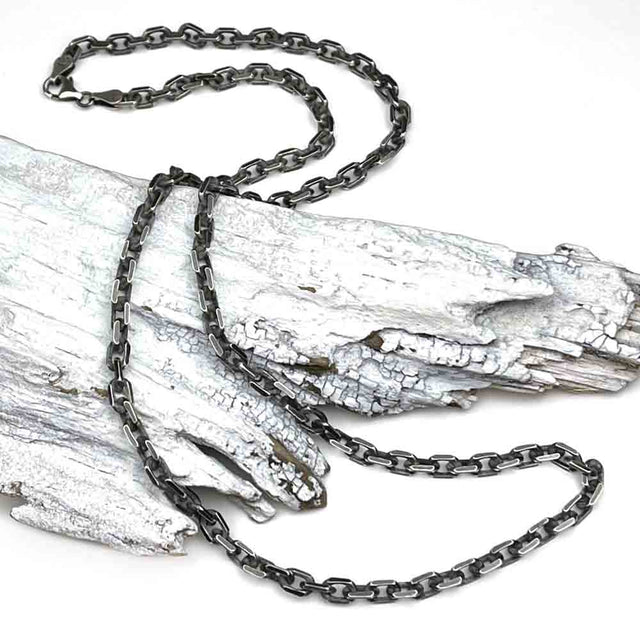 5.0 mm LUXURY WEIGHT Sterling Silver Antiqued Tortuga Anchor Chain