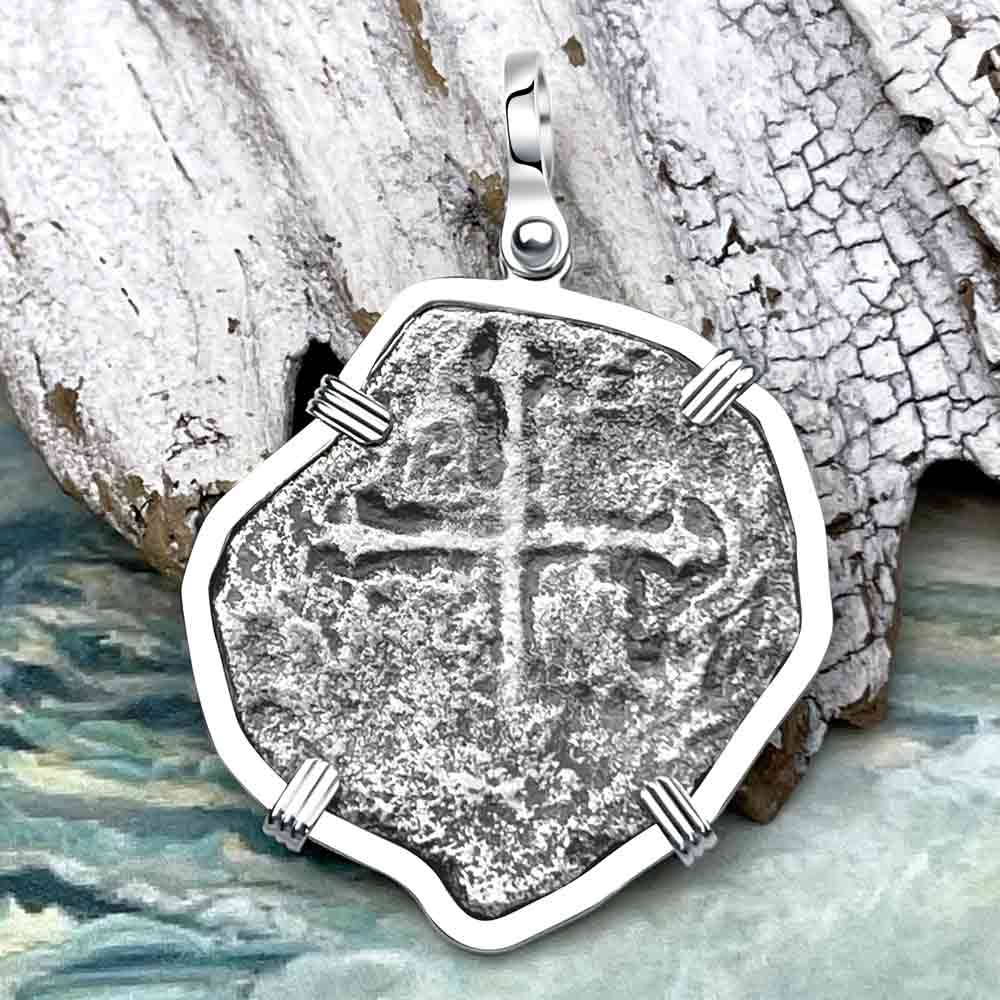 Concepcion Shipwreck 4 Reale Silver Piece of 8 Sterling Silver Pendant | Artifact #3001