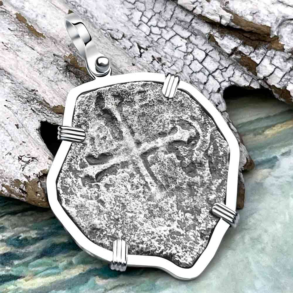 Concepcion Shipwreck 4 Reale Silver Piece of 8 Sterling Silver Pendant | Artifact #3001