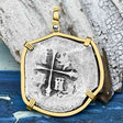 Concepcion Shipwreck 4 Reale Silver Piece of 8 14K Gold Pendant