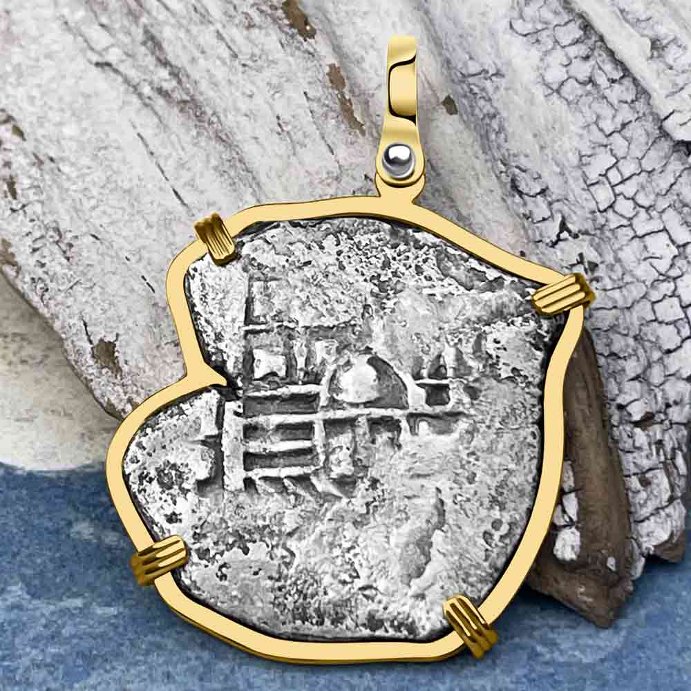 Concepcion Shipwreck 4 Reale Silver Piece of 8 14K Gold Pendant