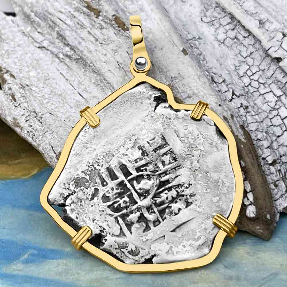 Concepcion Shipwreck 4 Reale Silver Piece of 8 14K Gold Pendant