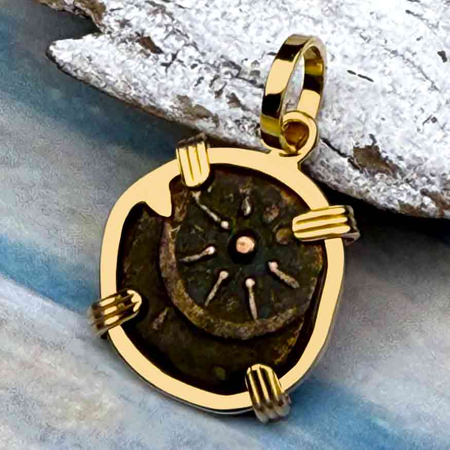 Top Grade Biblical Widow&#39;s Mite in 14K Gold Pendant