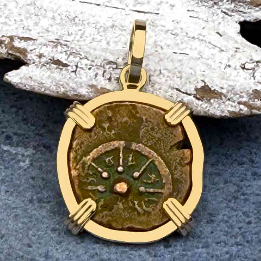 Top Grade Biblical Widow&#39;s Mite in 14K Gold Pendant