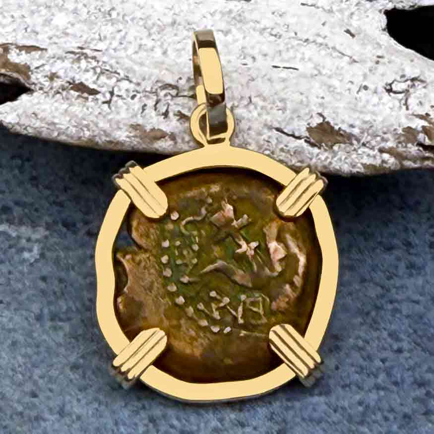 Top Grade Biblical Widow&#39;s Mite in 14K Gold Pendant