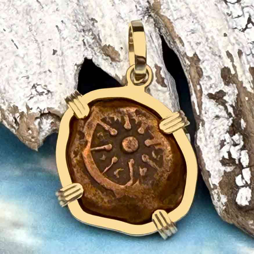 Top Grade Biblical Widow&#39;s Mite in 14K Gold Pendant