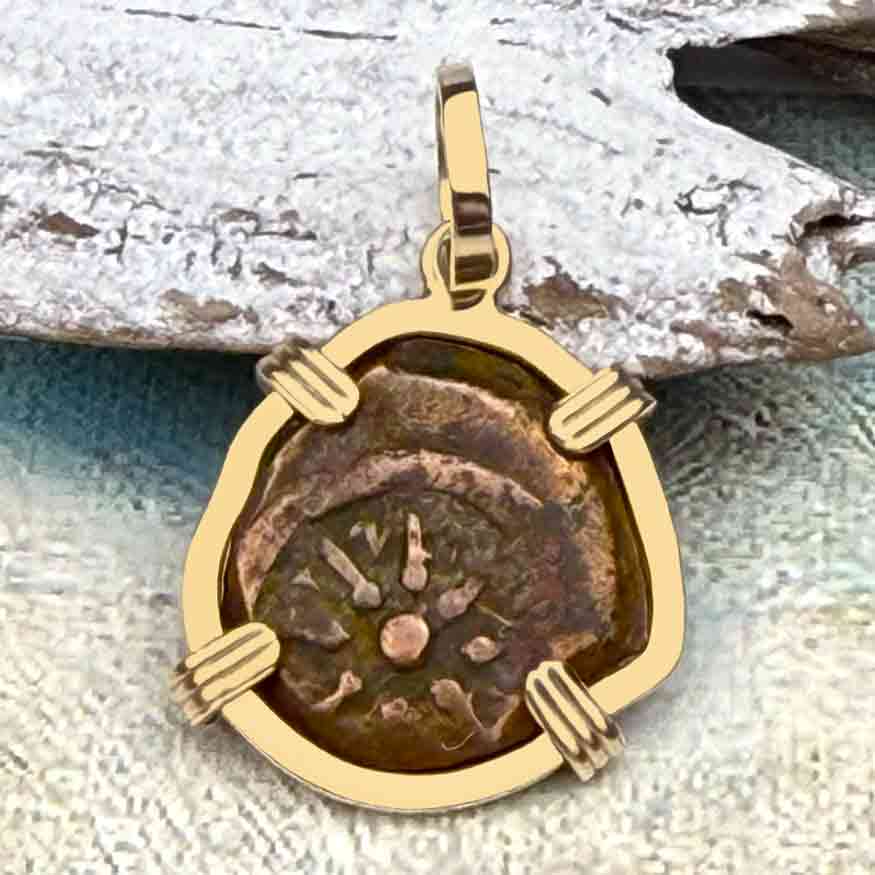 Top Grade Biblical Widow&#39;s Mite in 14K Gold Pendant