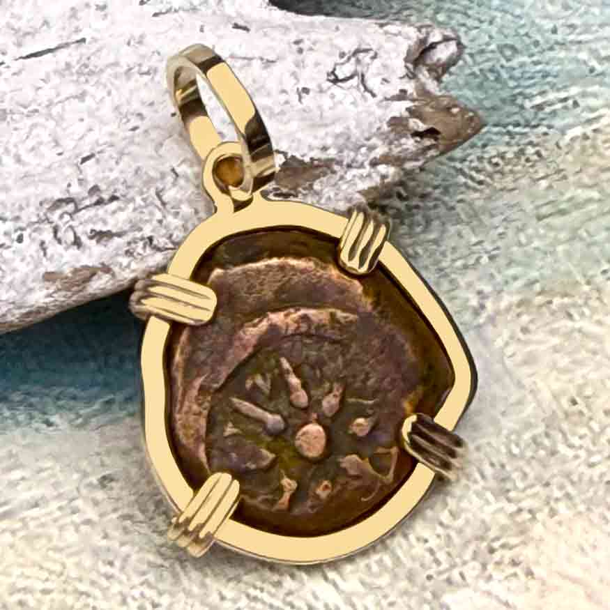 Top Grade Biblical Widow&#39;s Mite in 14K Gold Pendant