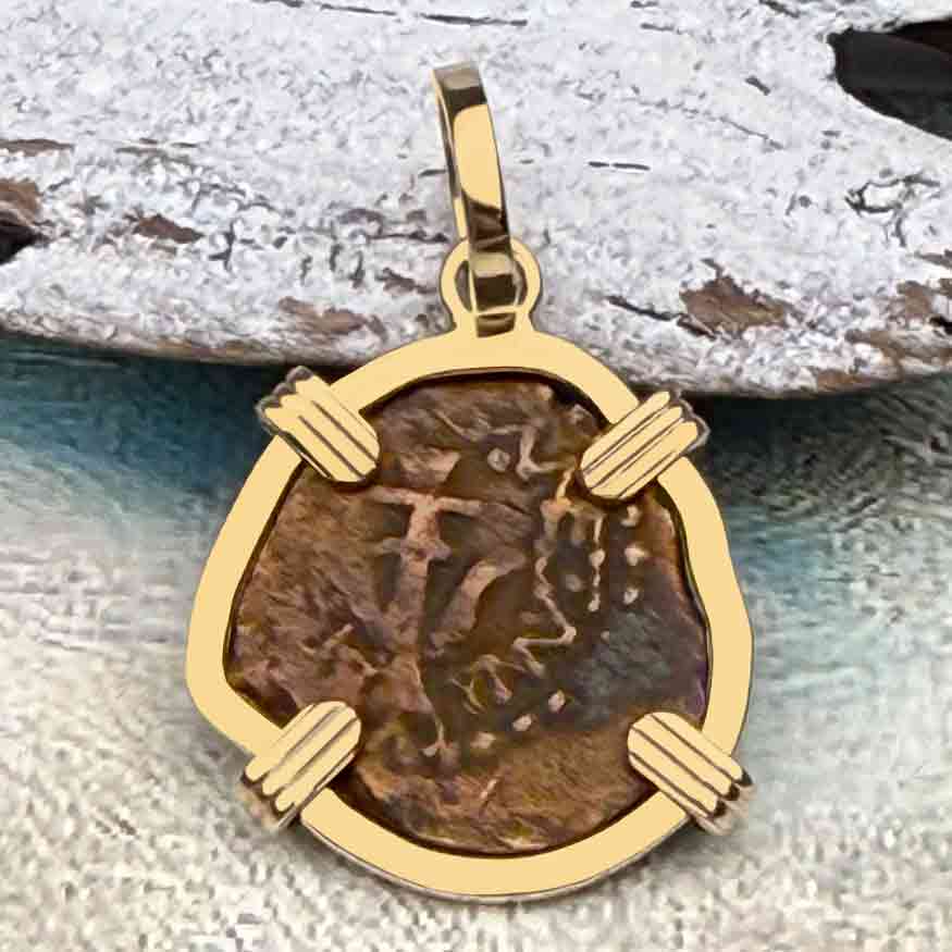 Top Grade Biblical Widow&#39;s Mite in 14K Gold Pendant