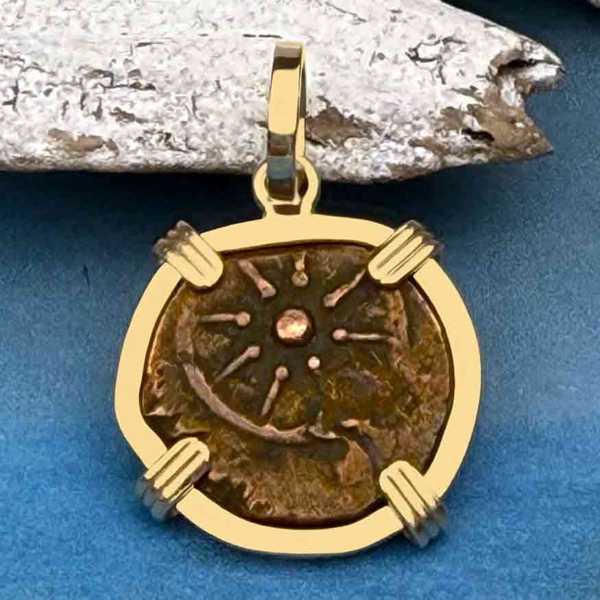 Top Grade Biblical Widow&#39;s Mite in 14K Gold Pendant