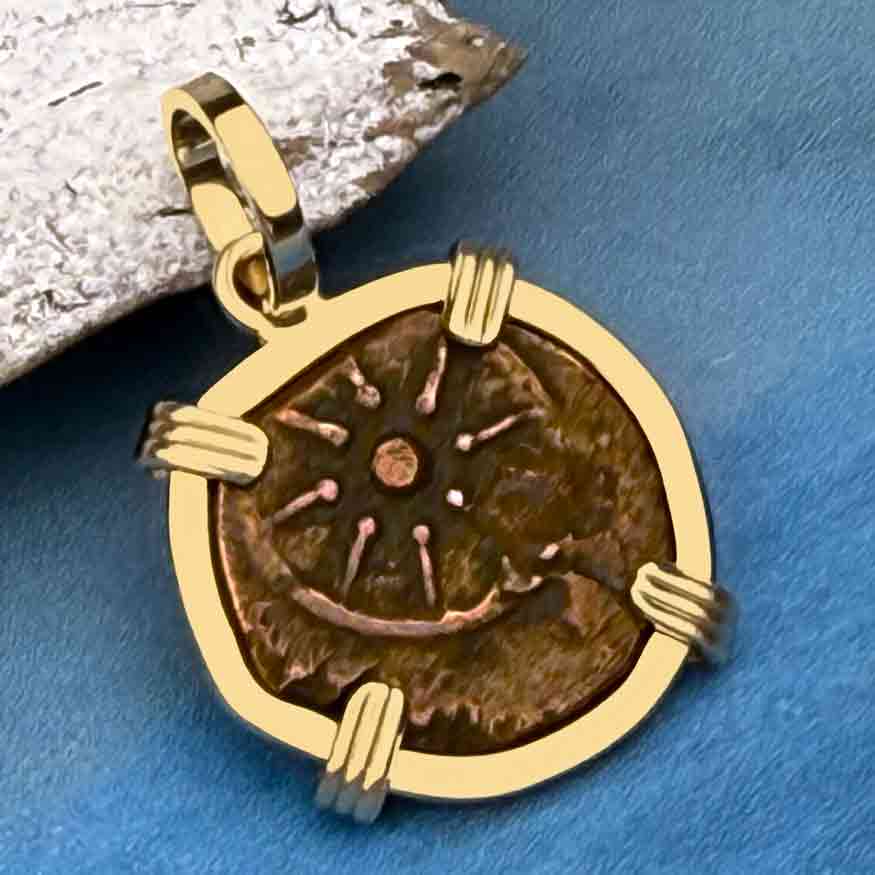 Top Grade Biblical Widow&#39;s Mite in 14K Gold Pendant