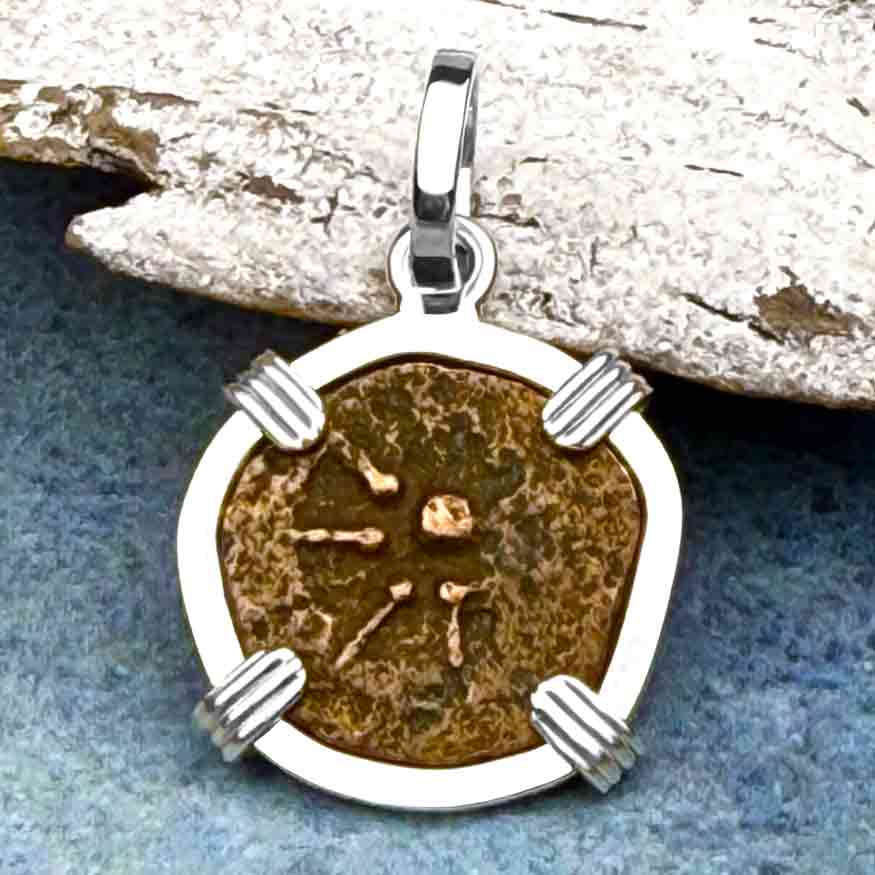 Biblical Widow&#39;s Mite in a Sterling Silver Pendant