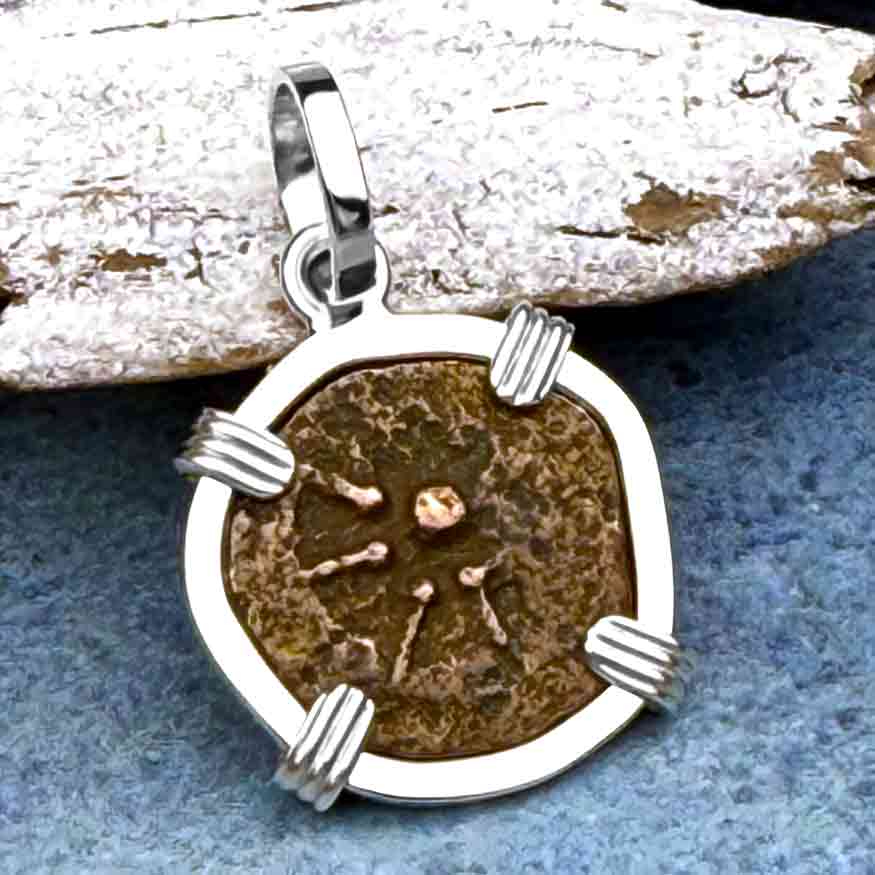 Biblical Widow&#39;s Mite in a Sterling Silver Pendant