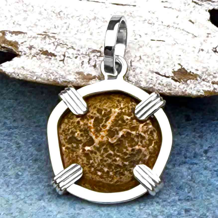 Biblical Widow&#39;s Mite in a Sterling Silver Pendant