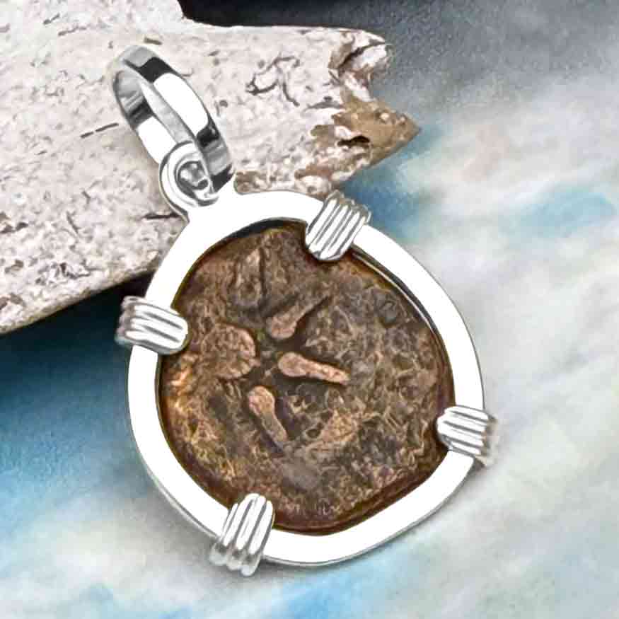 Biblical Widow&#39;s Mite in a Sterling Silver Pendant