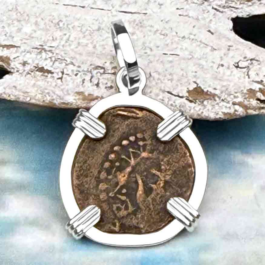 Biblical Widow&#39;s Mite in a Sterling Silver Pendant