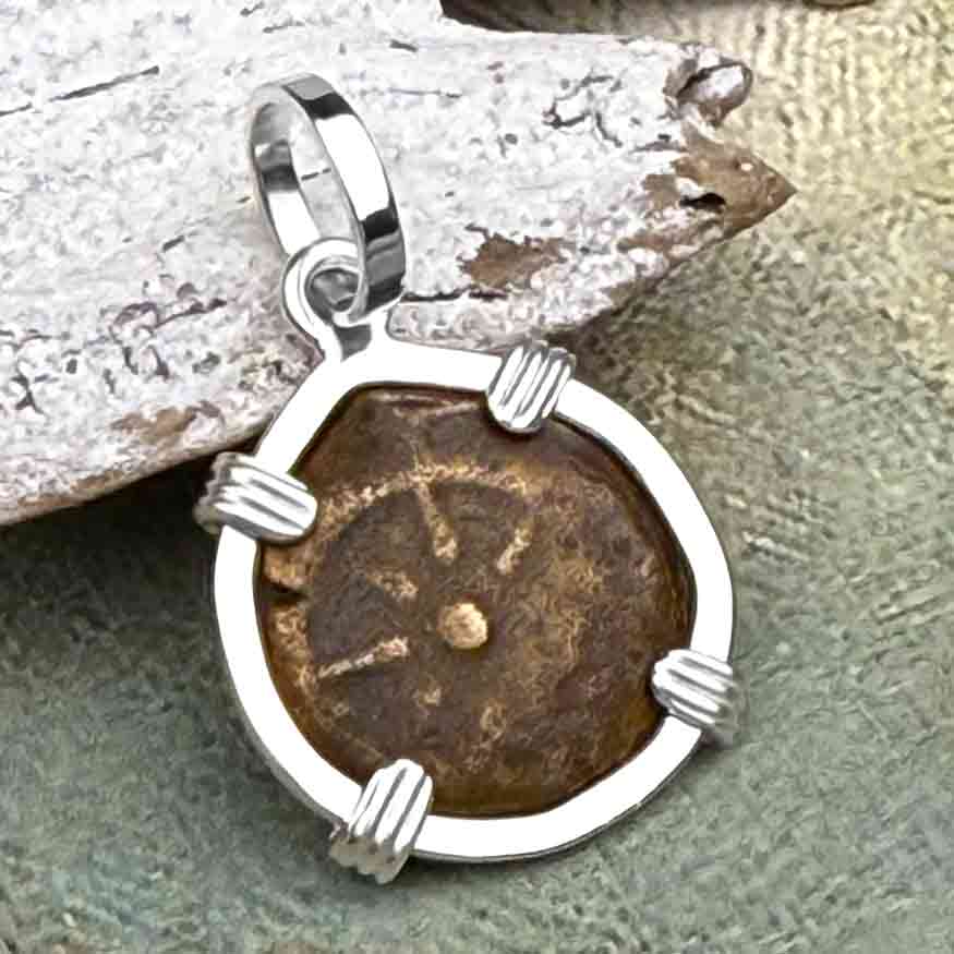 Biblical Widow&#39;s Mite in a Sterling Silver Pendant