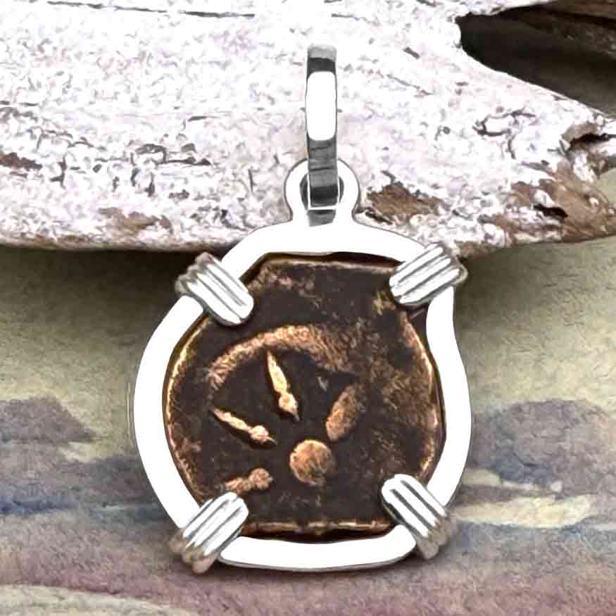 Biblical Widow&#39;s Mite in a Sterling Silver Pendant