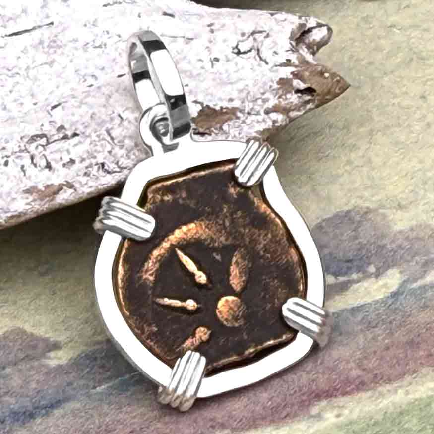 Biblical Widow&#39;s Mite in a Sterling Silver Pendant