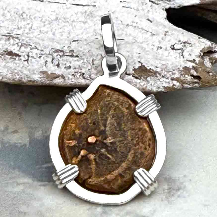 Biblical Widow&#39;s Mite in a Sterling Silver Pendant