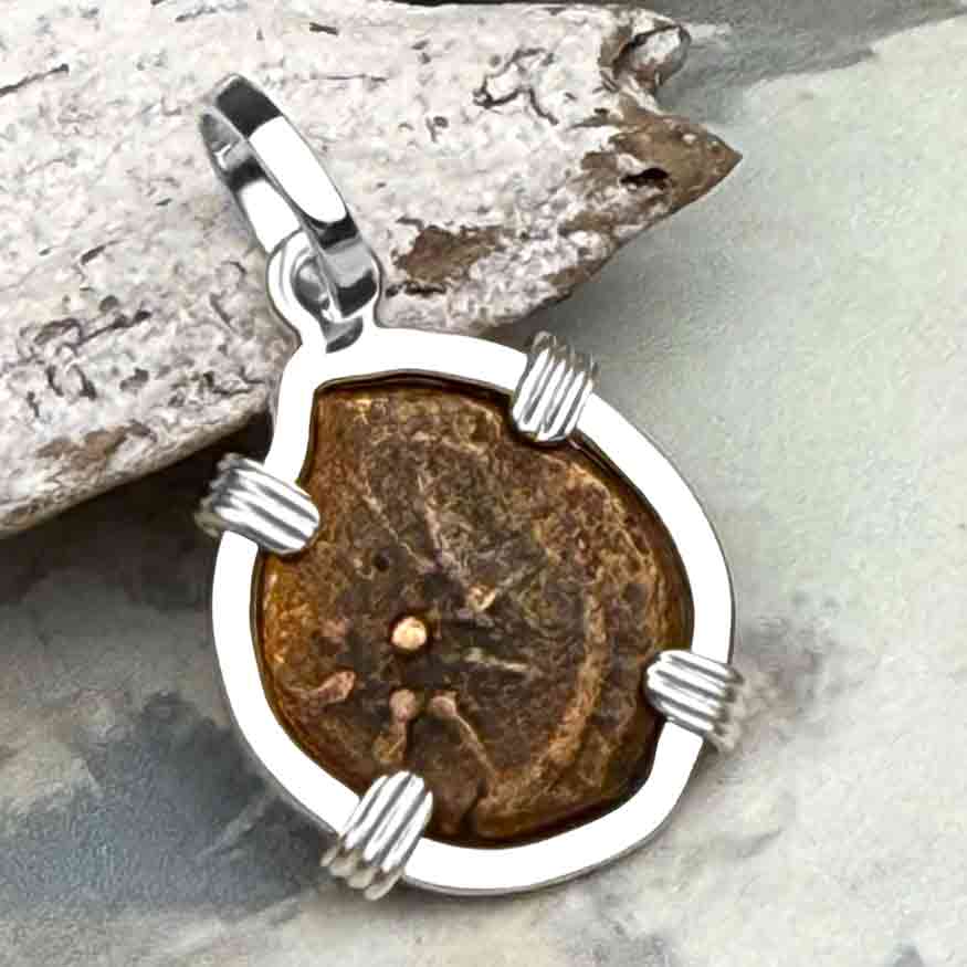 Biblical Widow&#39;s Mite in a Sterling Silver Pendant