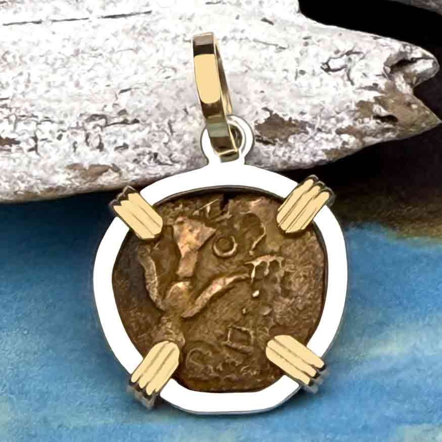 Biblical Widow&#39;s Mite 14K Gold and Sterling Silver Pendant