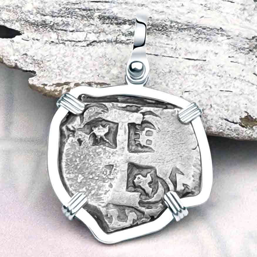 Pirate Era 1767 Spanish 2 Reale &quot;Piece of Eight&quot; Sterling Silver Pendant