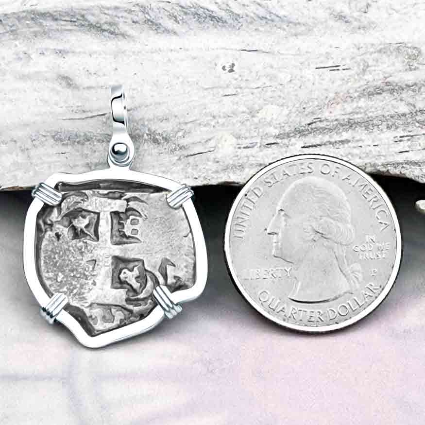 Pirate Era 1767 Spanish 2 Reale &quot;Piece of Eight&quot; Sterling Silver Pendant