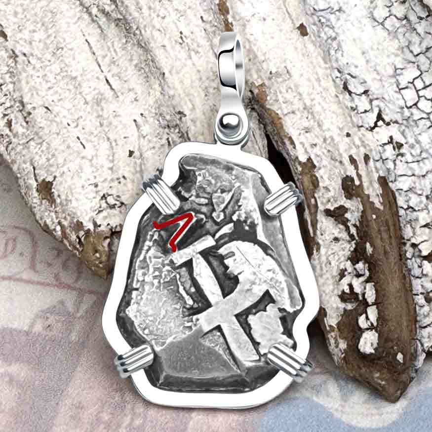 Pirate Era 1773 Spanish 2 Reale &quot;Piece of Eight&quot; Sterling Silver Pendant