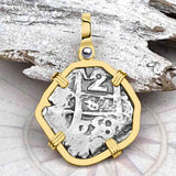 Pirate Era 1758 Spanish 2 Reale "Piece of Eight" 14K Gold Pendant
