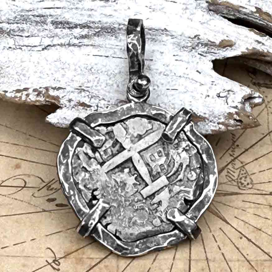 1766 Pirate Era Spanish 2 Reale &quot;Piece of Eight&quot; Sterling Silver TORTUGA COLLECTION Pendant