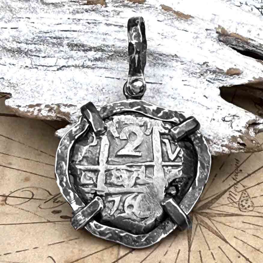 1766 Pirate Era Spanish 2 Reale &quot;Piece of Eight&quot; Sterling Silver TORTUGA COLLECTION Pendant