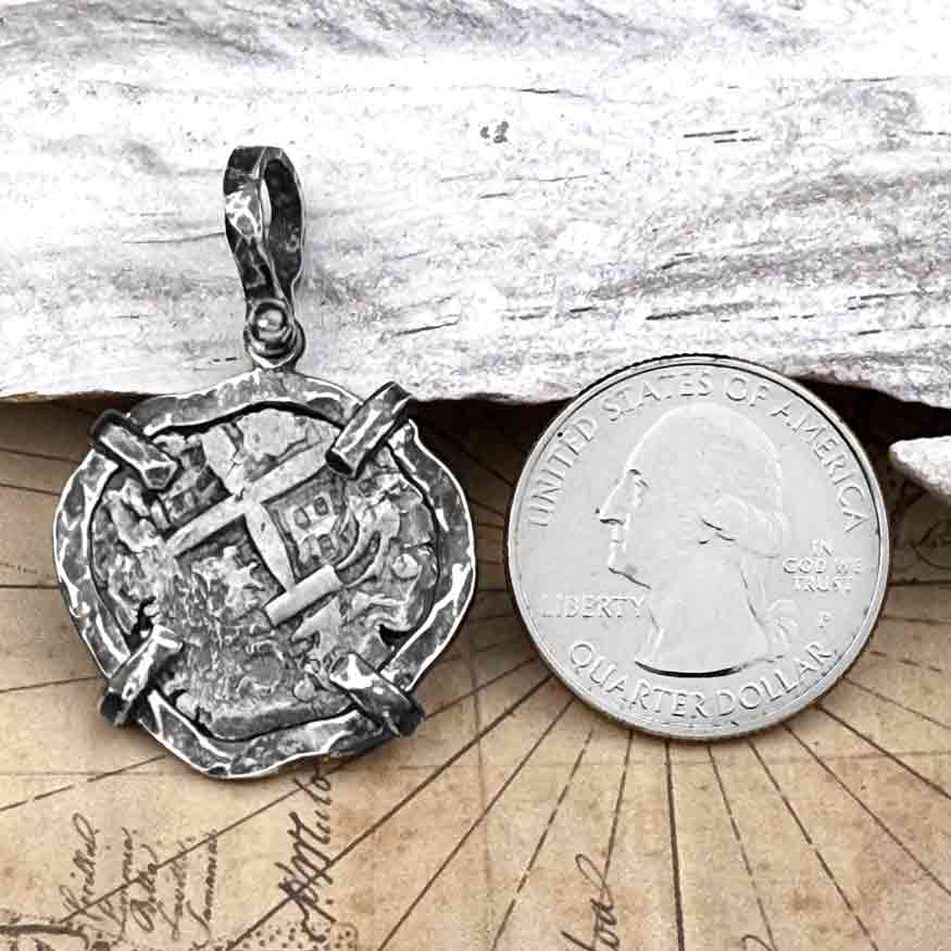 1766 Pirate Era Spanish 2 Reale &quot;Piece of Eight&quot; Sterling Silver TORTUGA COLLECTION Pendant