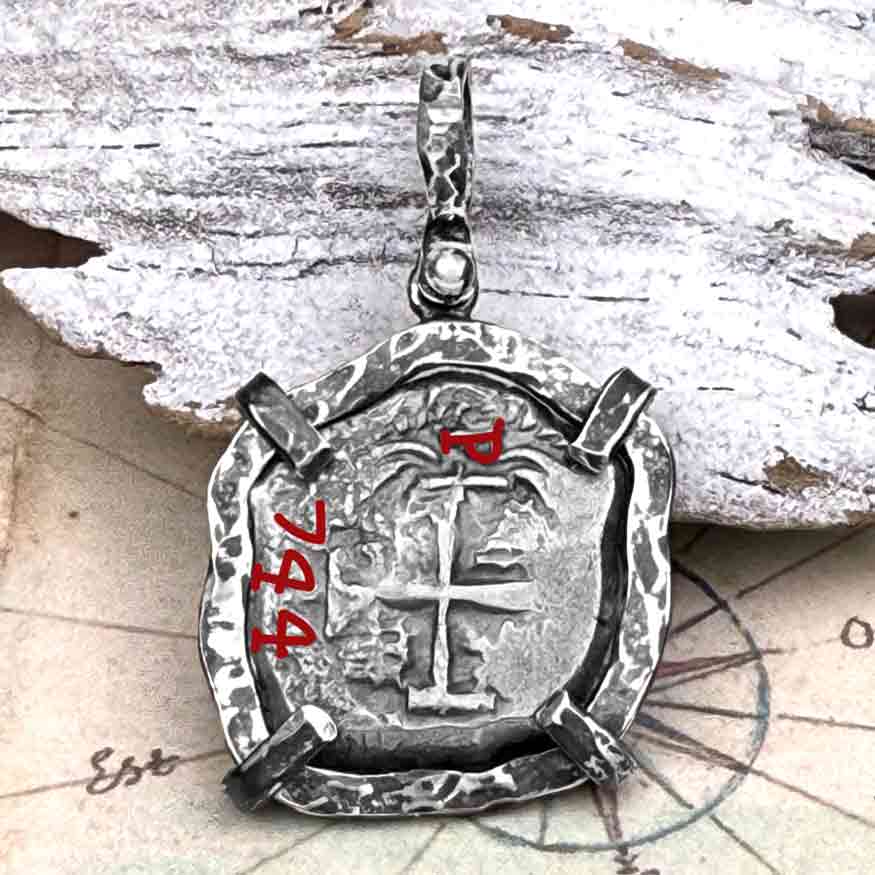 1744 Pirate Era Spanish 2 Reale &quot;Piece of Eight&quot; Sterling Silver TORTUGA COLLECTION Pendant